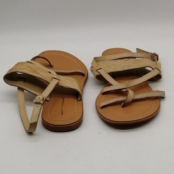 Lane Bryant Womens Luisa Slingback Sandal‎ Tan Leather Buckle Flat Heel 9W - Picture 3 of 10
